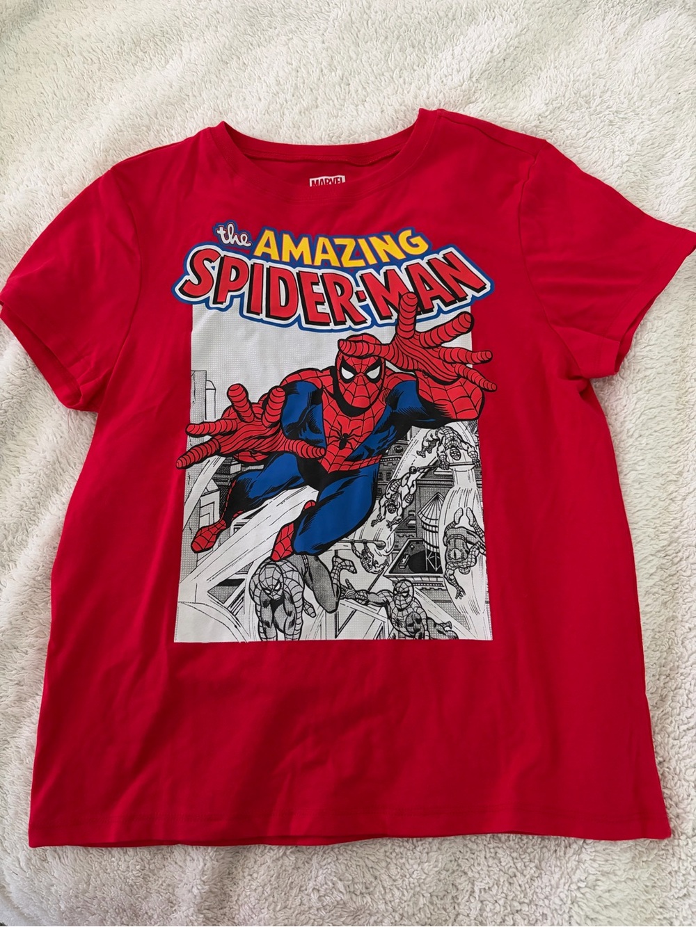 Marvel Red Spider-Man Comic Panel Short Sleeve Tee